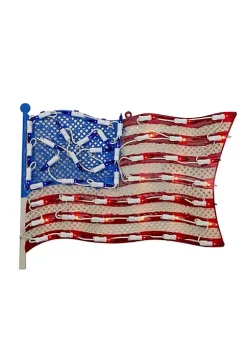 Best Sale 🎁 Northlight 14" Lighted Patriotic American Flag Window Silhouette Decoration 🎉 -Outlet Northlight Store Belk 1853