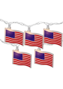Hot Sale 🧨 Northlight 10-Count Red and Blue Patriotic American Flag 4th of July Lights 7.5ft White Wire ✨