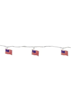 Hot Sale 🧨 Northlight 10-Count Red and Blue Patriotic American Flag 4th of July Lights 7.5ft White Wire ✨ -Outlet Northlight Store Belk 1882