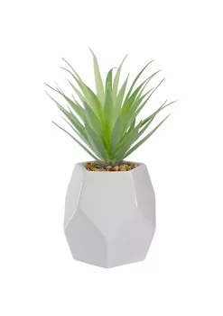 Best Sale 😍 Northlight 7.5" Green Artificial Sword Grass in a White Geometric Pot 🔔