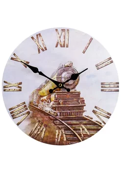 Wholesale 😍 Northlight 12" Roman Numeral Battery Operated Round Wall Clock with Train Design 🎉 -Outlet Northlight Store Belk 1936