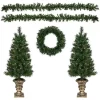 Best deal 🎉 Northlight 5-Piece Pre-Lit Norwich Pine Artificial 🔔 Christmas Entryway Set 😍