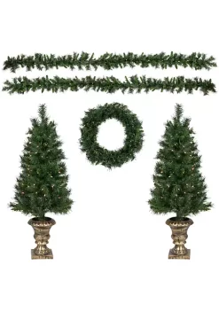 Best deal 🎉 Northlight 5-Piece Pre-Lit Norwich Pine Artificial 🔔 Christmas Entryway Set 😍