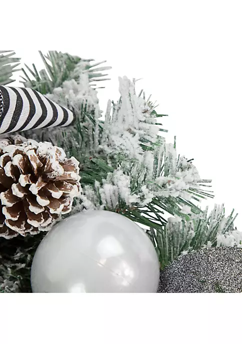Cheapest 👍 Northlight Frosted Pine Artificial 🔔 Christmas Wreath with Striped Bows 24-Inch Unlit 🤩 4 Cheapest 👍 Northlight Frosted Pine Artificial 🔔 Christmas Wreath with Striped Bows 24-Inch Unlit 🤩 - Image 2