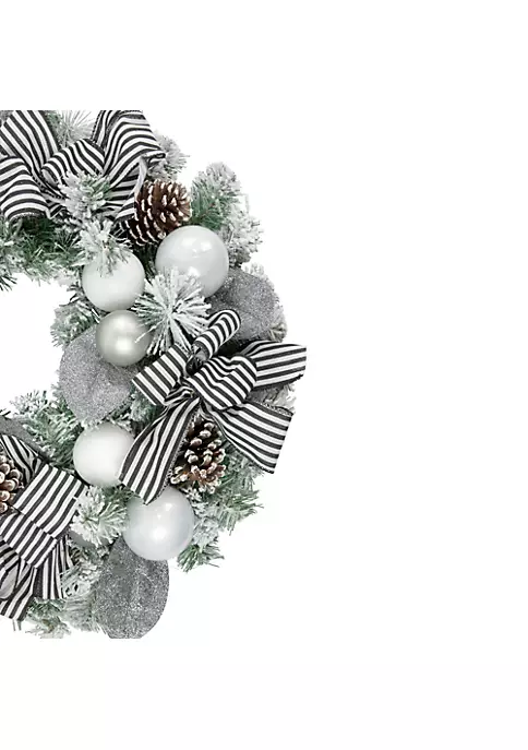 Cheapest 👍 Northlight Frosted Pine Artificial 🔔 Christmas Wreath with Striped Bows 24-Inch Unlit 🤩 5 Cheapest 👍 Northlight Frosted Pine Artificial 🔔 Christmas Wreath with Striped Bows 24-Inch Unlit 🤩 - Image 3
