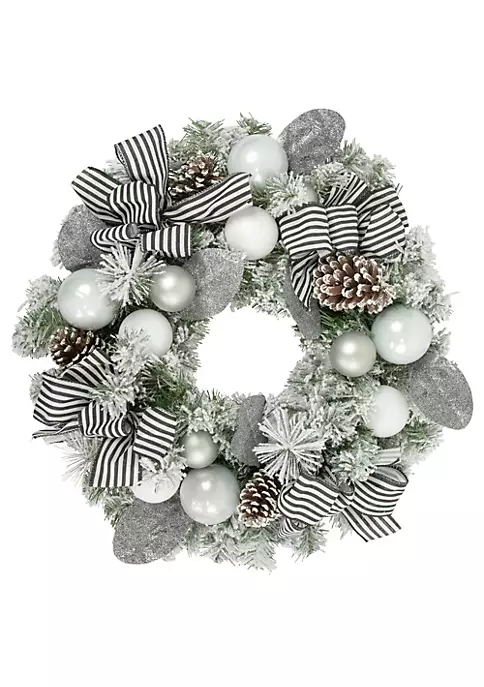 Cheapest 👍 Northlight Frosted Pine Artificial 🔔 Christmas Wreath with Striped Bows 24-Inch Unlit 🤩 6 Cheapest 👍 Northlight Frosted Pine Artificial 🔔 Christmas Wreath with Striped Bows 24-Inch Unlit 🤩 - Image 4