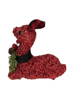 Best Pirce ✨ Northlight 6.5" Red Embellished Sitting Reindeer Decoration with Buffalo Plaid Ears 🤩 -Outlet Northlight Store Belk 242