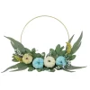 Buy 👏 Northlight Blue Pumpkins and Foliage 👪 Thanksgiving Artificial Half Wreath 18-Inch 🔥