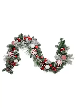Discount 🎁 Northlight 6' Flocked Pine Artificial 🎄 Christmas Garland with 🍬 Candy Ornaments and Pinecones 🔥