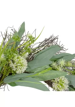Buy ✨ Northlight Olive Leaf and Floral Twig Spring Wreath Green and White 23" 🌟 -Outlet Northlight Store Belk 290