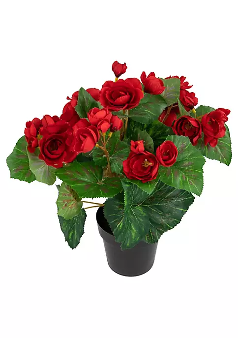 Promo โญ Northlight 11" Red Potted Silk Begonia Spring Artificial Floral Arrangement ๐ 3 Promo โญ Northlight 11" Red Potted Silk Begonia Spring Artificial Floral Arrangement ๐