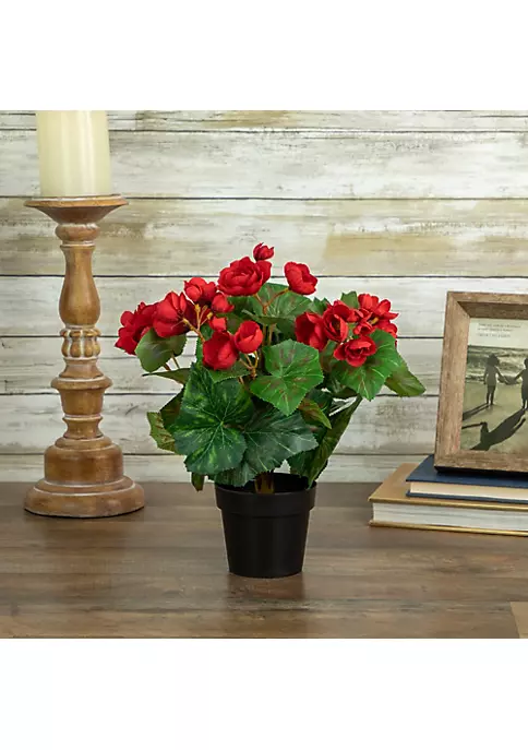Promo โญ Northlight 11" Red Potted Silk Begonia Spring Artificial Floral Arrangement ๐ 4 Promo โญ Northlight 11" Red Potted Silk Begonia Spring Artificial Floral Arrangement ๐ - Image 2