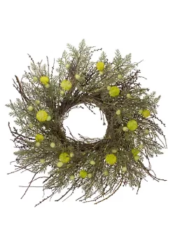 Best Pirce ✨ Northlight Burrs and Craspedia Artificial Twig Wreath Yellow and Green - 20-Inch 🧨
