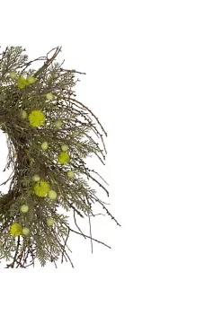 Best Pirce ✨ Northlight Burrs and Craspedia Artificial Twig Wreath Yellow and Green - 20-Inch 🧨 -Outlet Northlight Store Belk 358