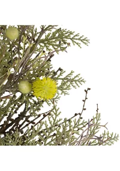 Best Pirce ✨ Northlight Burrs and Craspedia Artificial Twig Wreath Yellow and Green - 20-Inch 🧨 -Outlet Northlight Store Belk 359