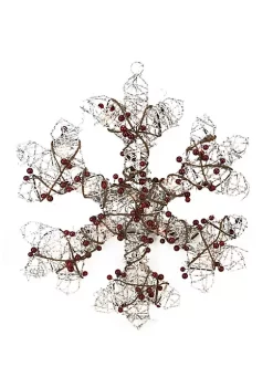 Brand new 🎁 Northlight 19" Lighted Silver Glittered Berry Rattan Snowflake 🎁 Christmas Window Decoration 😍