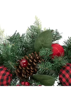Outlet 🥰 Northlight 6' Green Pine Artificial 🎄 Christmas Garland with Plaid Ornaments and Bows 🤩 -Outlet Northlight Store Belk 384