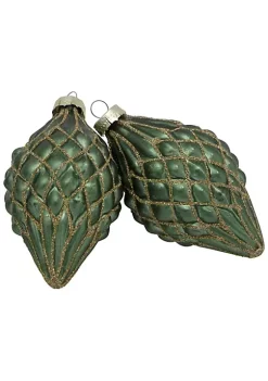 Discount 👍 Northlight 4ct Green With Gold Glitter Onion and Finial Glass 🎅 Christmas Ornaments 4.75" 🛒 -Outlet Northlight Store Belk 410