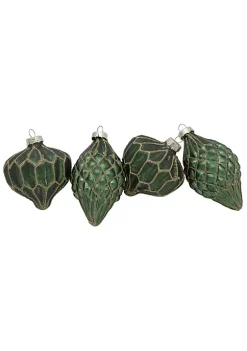 Discount 👍 Northlight 4ct Green With Gold Glitter Onion and Finial Glass 🎅 Christmas Ornaments 4.75" 🛒 -Outlet Northlight Store Belk 411