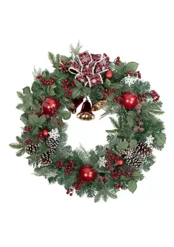 Best deal 🎁 Northlight Red Bells and Mixed Foliage Artificial 🎄 Christmas Wreath 30-Inch Unlit 🛒