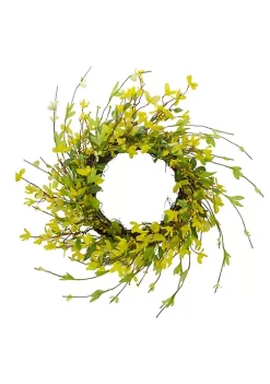Budget 🤩 Northlight Forsythia and Leaves Artificial Spring Floral Wreath Yellow - 20-Inch 😍