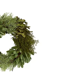 Buy ✨ Northlight Cedar Succulent and Day Grass Artificial Spring Wreath Green -14-Inch 😉 -Outlet Northlight Store Belk 497