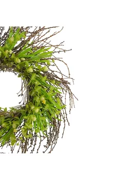 Coupon ✨ Northlight 20-Inch Green and Yellow Flower Buds Leaves and Twigs Artificial Floral Wreath 🌟 -Outlet Northlight Store Belk 502