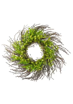 Coupon ✨ Northlight 20-Inch Green and Yellow Flower Buds Leaves and Twigs Artificial Floral Wreath 🌟 -Outlet Northlight Store Belk 504