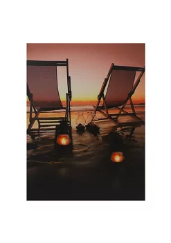 Brand new 🌟 Northlight LED Lighted Sunset Beach Chairs with Lanterns Canvas Wall Art 15.75" 🔔 -Outlet Northlight Store Belk 509