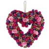 Cheap ⭐ Northlight Pink and Purple Floral Berry and Twig Heart-Shaped Artificial Spring Wreath 13.5-Inch 👏 -Outlet Northlight Store Belk 537