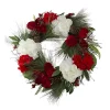 Buy 🔔 Northlight Peony and Amaryllis Twig Artificial Floral Wreath Red 24-Inch 🧨