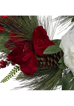 Buy 🔔 Northlight Peony and Amaryllis Twig Artificial Floral Wreath Red 24-Inch 🧨 -Outlet Northlight Store Belk 545