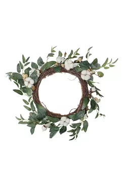 Best reviews of 🎁 Northlight White Cotton Flowers with Foliage Spring Twig Wreath 18-Inch Unlit 😀