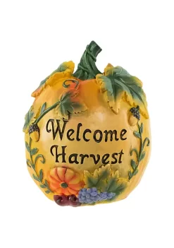 New ✔️ Northlight 7" Orange "Welcome Harvest" Pumpkin Fall Tabletop Decoration 👏