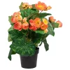 Discount 🔔 Northlight 11" Coral Pink Potted Silk Begonia Spring Artificial Floral Arrangement 🎉 -Outlet Northlight Store Belk 587