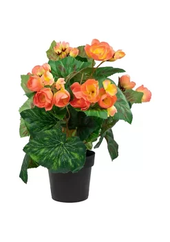 Discount 🔔 Northlight 11" Coral Pink Potted Silk Begonia Spring Artificial Floral Arrangement 🎉