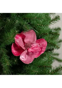 New 💯 Northlight 7" Artificial Pink Fabric Magnolia 🎄 Christmas Clip Ornament 😍 -Outlet Northlight Store Belk 597
