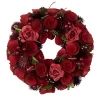 New 🥰 Northlight Red Wooden Rose and Berry Artificial Wreath 9.5-Inch Unlit 🥰