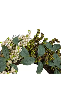 Best Sale 🎉 Northlight Berries and Leaves Twig Artificial Wreath Green 24-Inch 🛒 -Outlet Northlight Store Belk 637