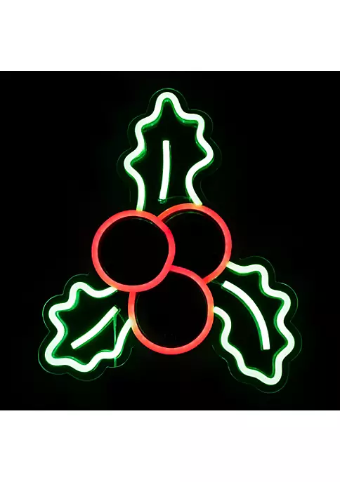 Discount ⭐ Northlight 12" LED Lighted Neon Style Holly Berries 🔔 Christmas Window Silhouette 👍 3 Discount ⭐ Northlight 12" LED Lighted Neon Style Holly Berries 🔔 Christmas Window Silhouette 👍