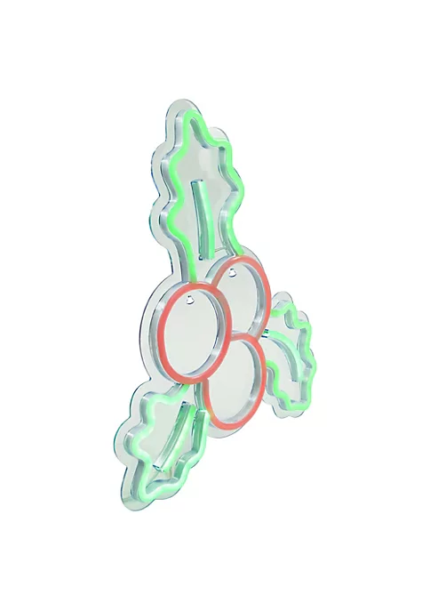 Discount ⭐ Northlight 12" LED Lighted Neon Style Holly Berries 🔔 Christmas Window Silhouette 👍 4 Discount ⭐ Northlight 12" LED Lighted Neon Style Holly Berries 🔔 Christmas Window Silhouette 👍 - Image 2