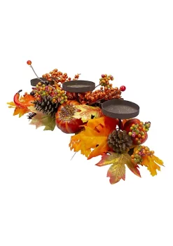 Coupon 🔔 Northlight 21" Orange Fall Harvest Leaves and Pumpkins Candle Holder ✔️ -Outlet Northlight Store Belk 664