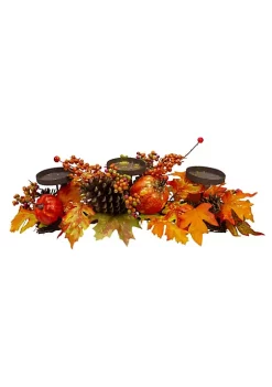 Coupon 🔔 Northlight 21" Orange Fall Harvest Leaves and Pumpkins Candle Holder ✔️ -Outlet Northlight Store Belk 666
