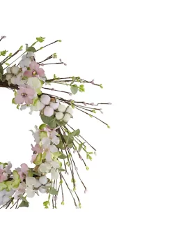 Brand new 🎉 Northlight 18-Inch Pink and Green Hydrangeas with Cotton Artificial Floral Wreath 👍 -Outlet Northlight Store Belk 674