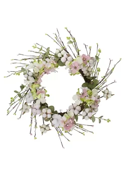 Brand new 🎉 Northlight 18-Inch Pink and Green Hydrangeas with Cotton Artificial Floral Wreath 👍 -Outlet Northlight Store Belk 676