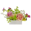 Cheapest ✔️ Northlight 14-Inch Pink and Yellow Artificial Roses and Peony Floral Arrangement in Planter 👏 -Outlet Northlight Store Belk 689