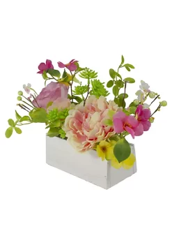 Cheapest ✔️ Northlight 14-Inch Pink and Yellow Artificial Roses and Peony Floral Arrangement in Planter 👏 -Outlet Northlight Store Belk 692