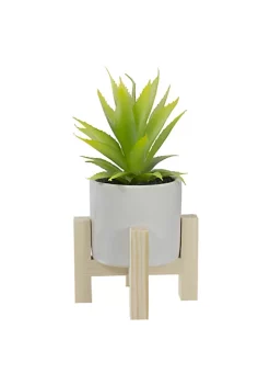Hot Sale 🤩 Northlight 8.25" Potted Green Artificial Agave Plant with Wooden Stand 👏