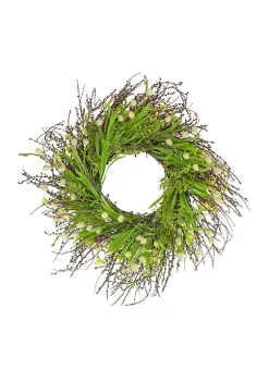 New ✔️ Northlight Burrs and Brush Artificial Floral Spring Wreath Green and Yellow - 18-Inch 😉