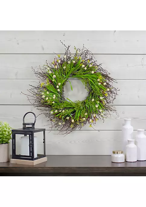 New โ๏ธ Northlight Burrs and Brush Artificial Floral Spring Wreath Green and Yellow - 18-Inch ๐ 4 New โ๏ธ Northlight Burrs and Brush Artificial Floral Spring Wreath Green and Yellow - 18-Inch ๐ - Image 2